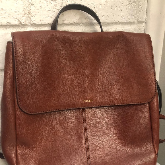 Fossil brown leather backpack - Picture 1 of 5